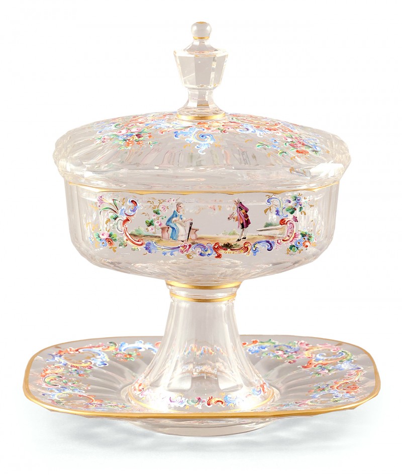 アンティーク ロブマイヤー_恋人文 蓋付コンポート&ソーサー